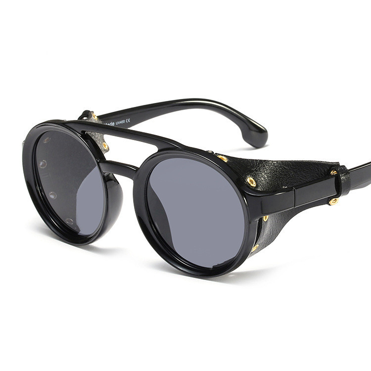Round Sunglasses, Steampunk Glasses, Personalized Leather Sunglasses - Image 3