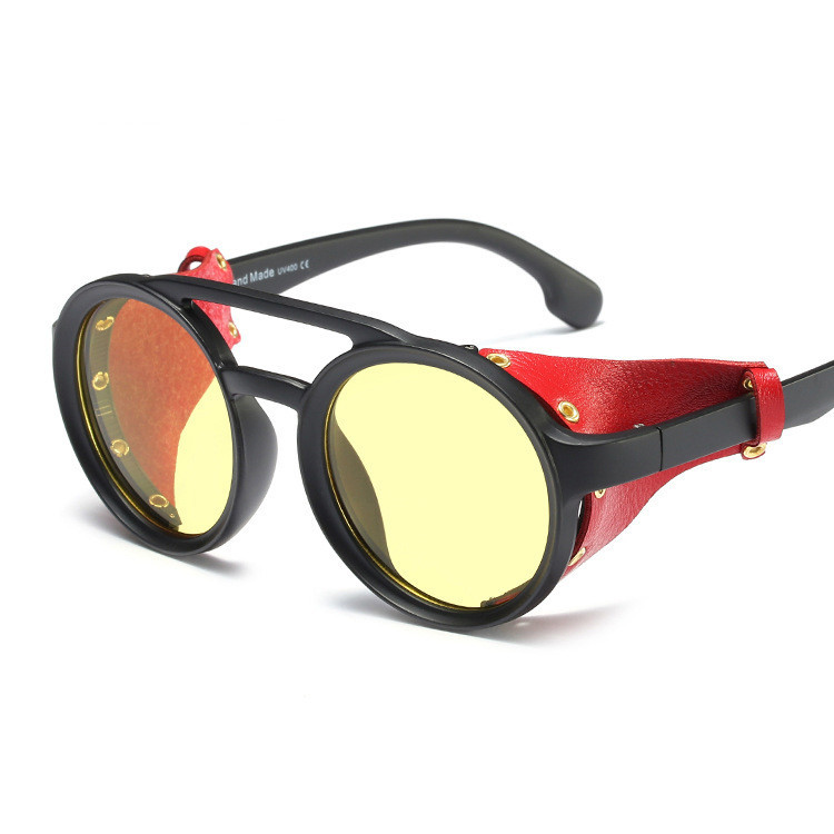 Round Sunglasses, Steampunk Glasses, Personalized Leather Sunglasses - Image 4