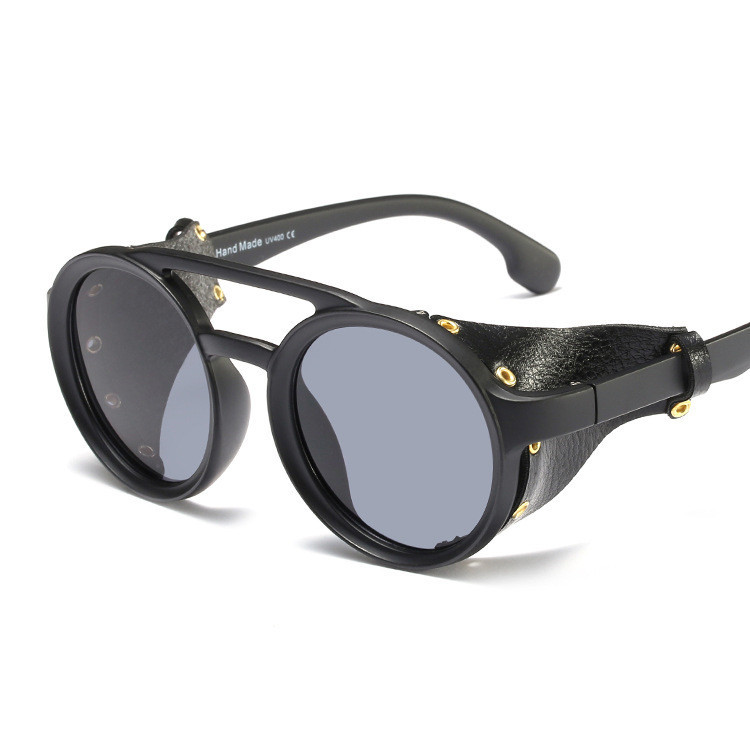 Round Sunglasses, Steampunk Glasses, Personalized Leather Sunglasses - Image 5